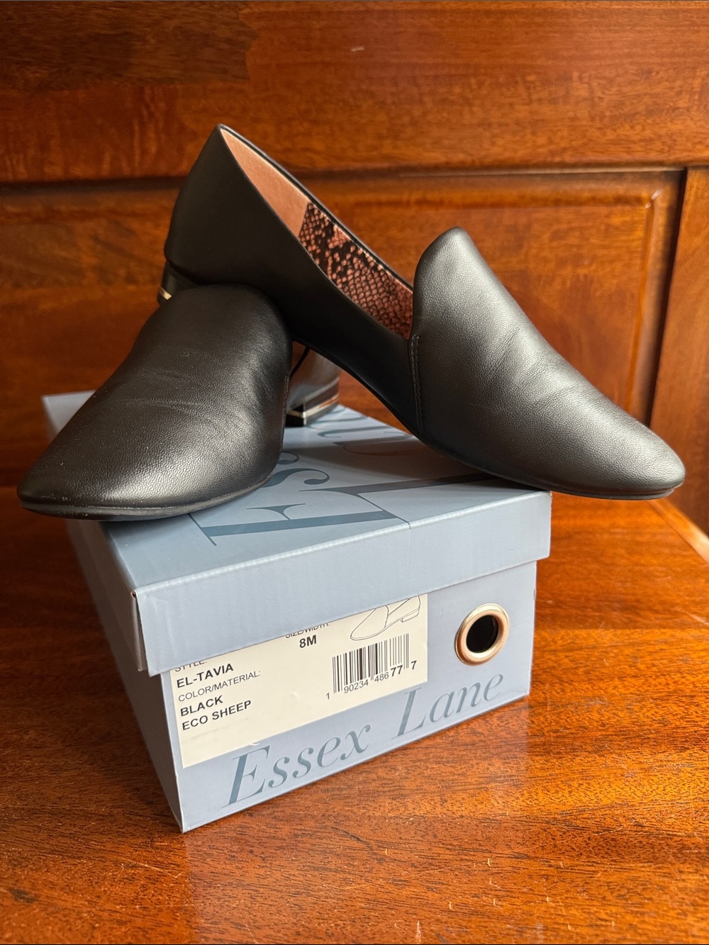 Essex Lane Black Pointed-Toe Slip-On Loafers